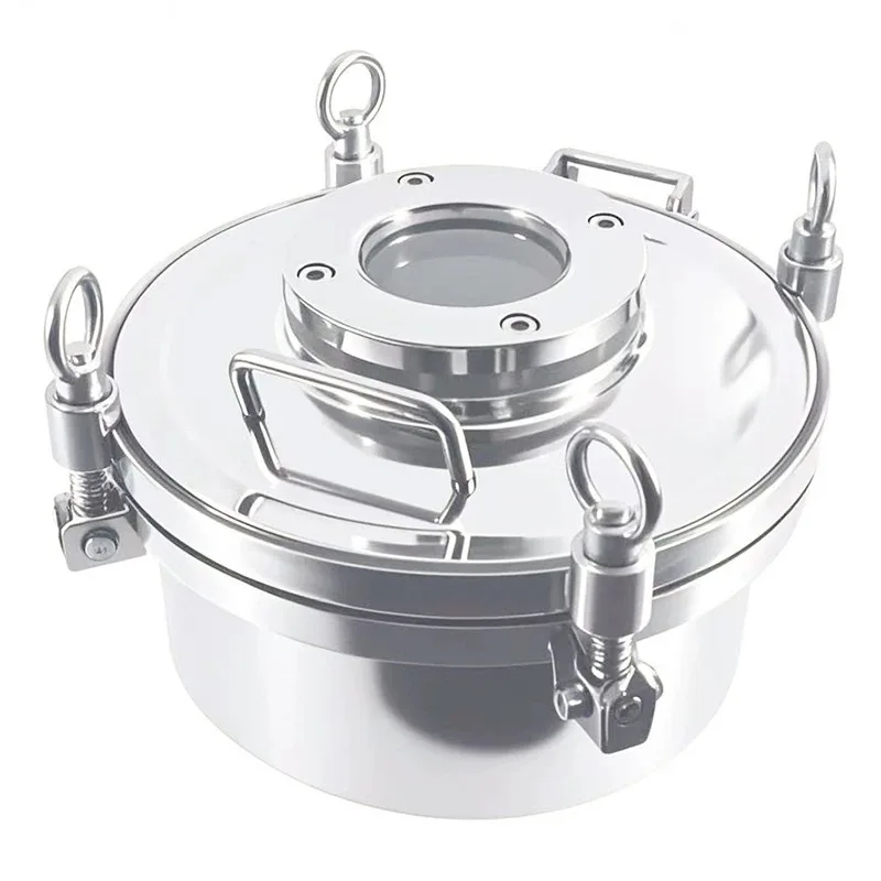 Sanitary food grade round pressure manhole with observation window Fermentation tank/tank truck round manhole boiler tank