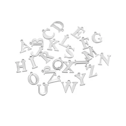 50pcs Stainless Steel 26 Letter Pendant Alphabet Charms Necklace Pendant Bracelet Making Earring Findings DIY Name Jewelry