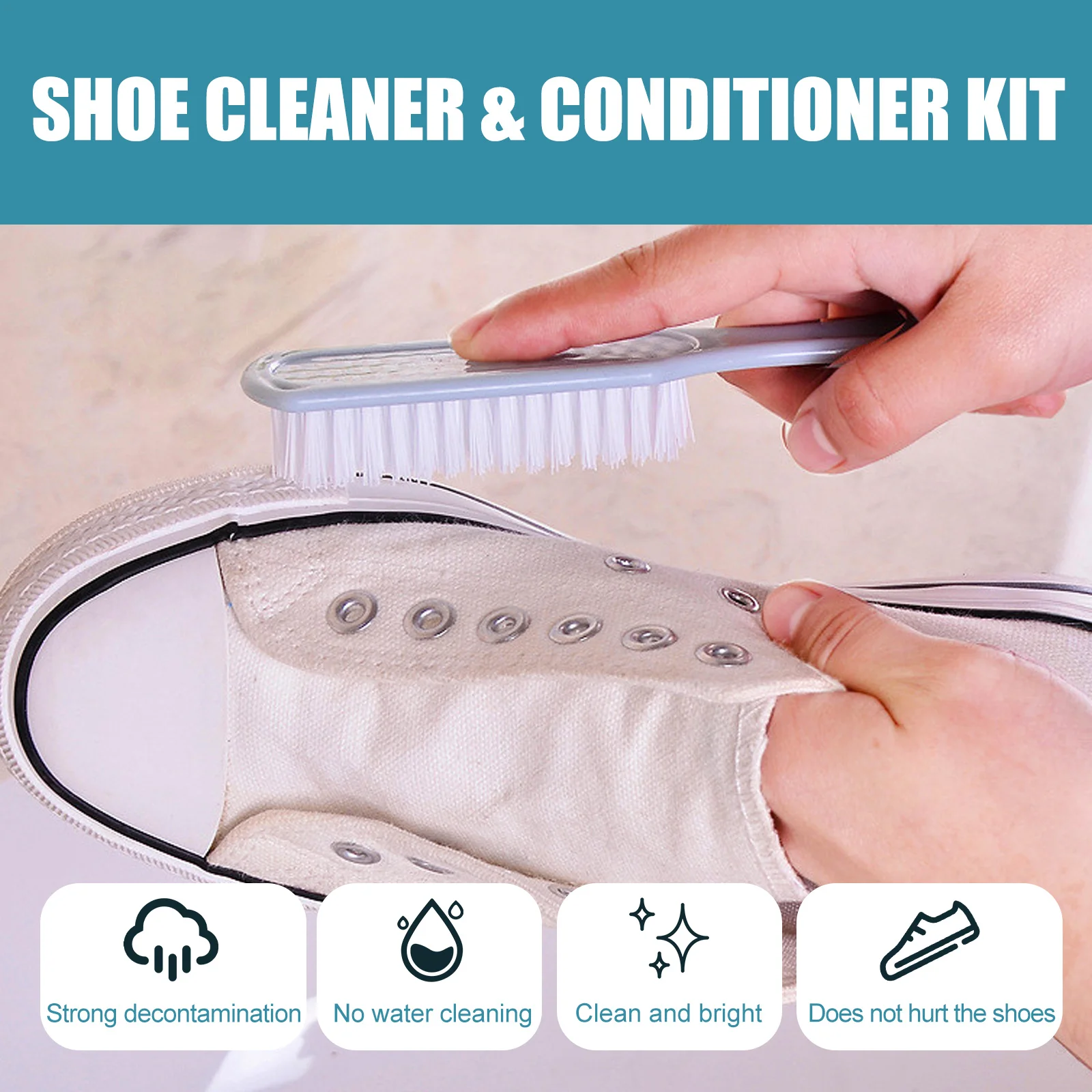 Strong Decontamination Bright Whiten Cleaning Shoes Kit With Brush and Cloth Long-lasting Anti Yellow Shoe Cleaner & Conditioner