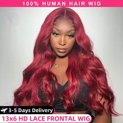 30inch 99j Burgundy Lace Front Wig Human Hair Body Wave 13x6 Hd Lace Frontal Wigs Burgundy Wig Red Lace Front Human Hair Wig