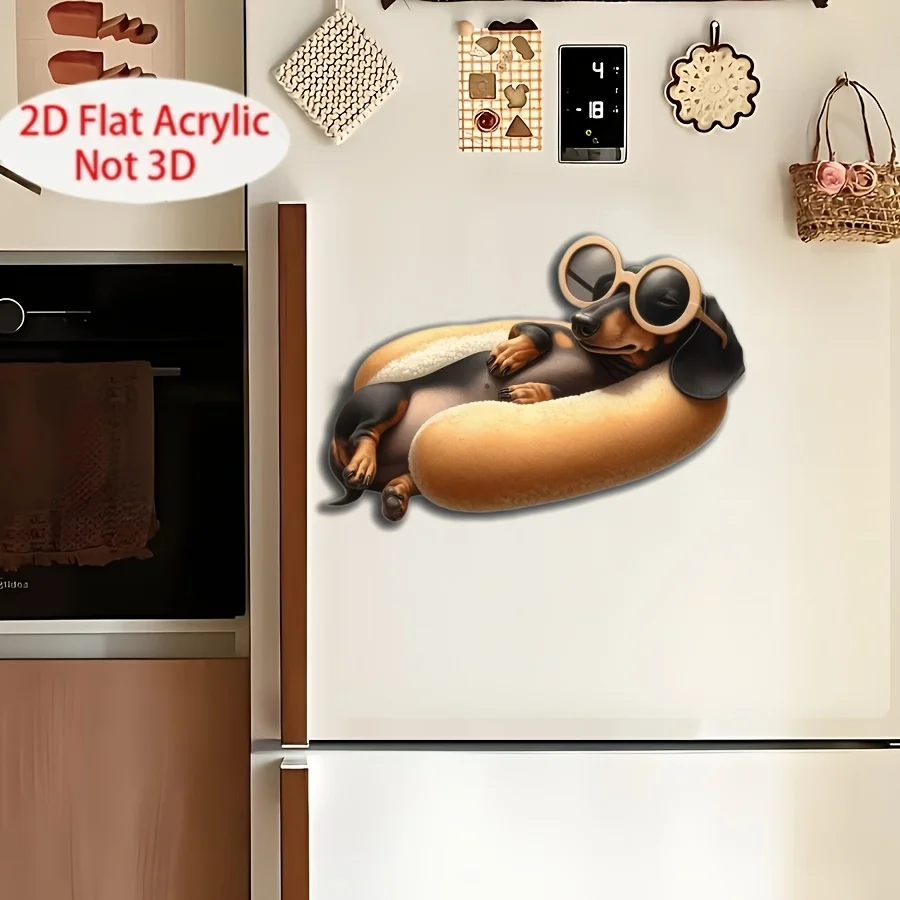Funny Dachshund Dog Hot Dog Refrigerator Magnet｜Fun Acrylic Magnet