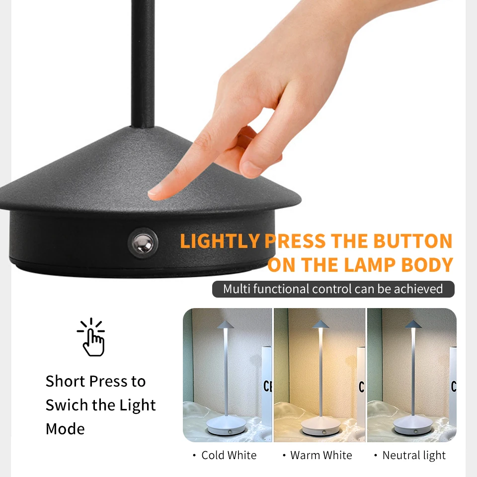Rechargeable  LED Table Lamp Creative Touch Led Hotel Bar Coffee Decorative Desk Lamp Stepless Dimming night light   for bedroom