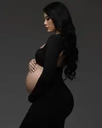 Vestidos de maternidad para sesión de fotos, maxivestido negro de manga larga sin espalda para embarazo, fotografía de fiesta de boda, ropa de embarazada