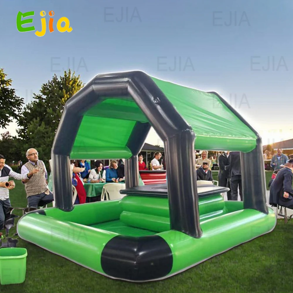 Commerical PVC Backyard Inflatable Pool Bar Portable 13FT/4m Inflatable Pub House Blow Up Pool Bar for Outdoor Party Event
