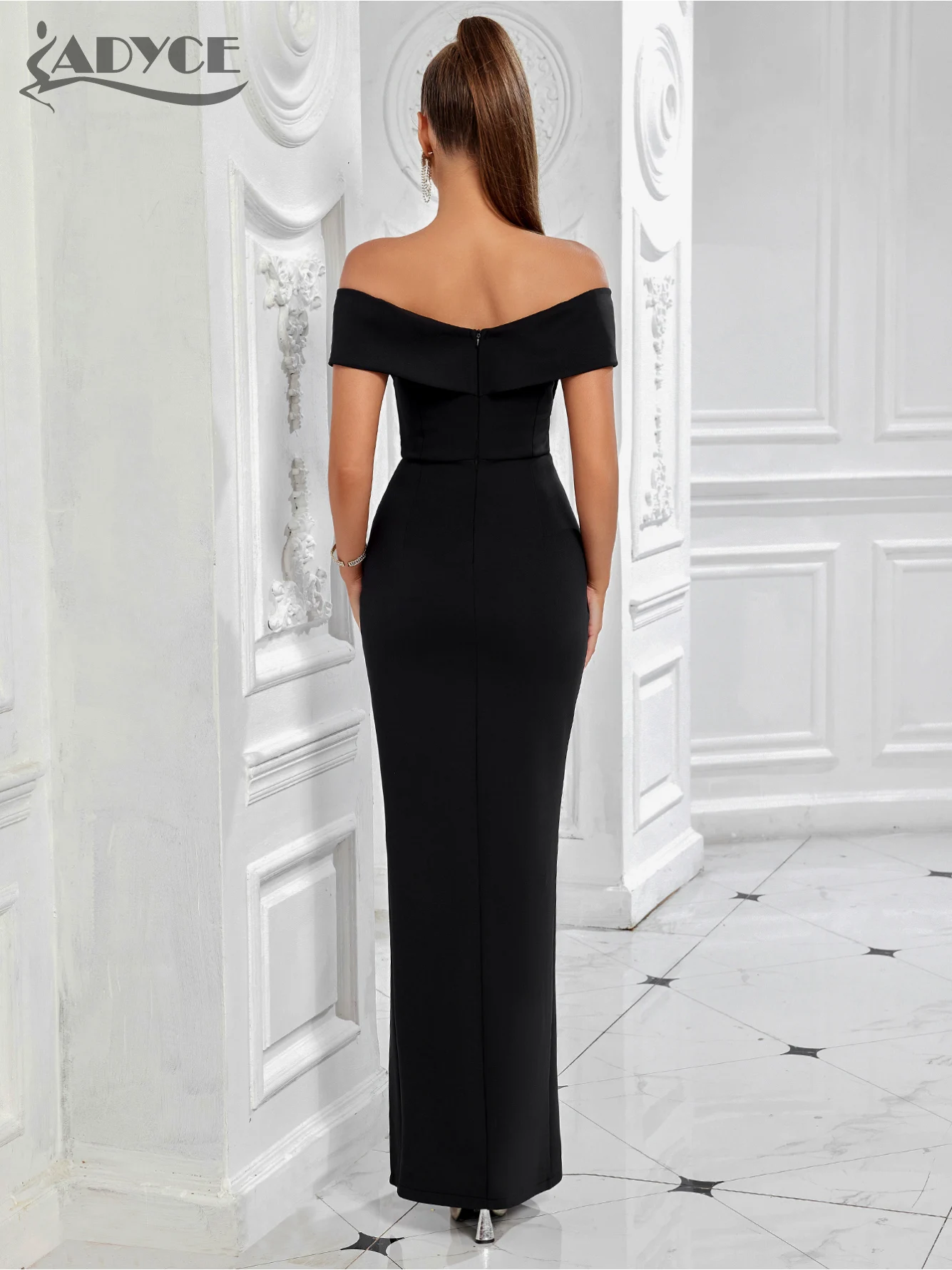 Adyce Avond Maxi Elegante Jurk Voor Vrouwen Off Shoulder Sexy High Split Avond Club Party Celebrity Fashion Lady Dress Vestidos