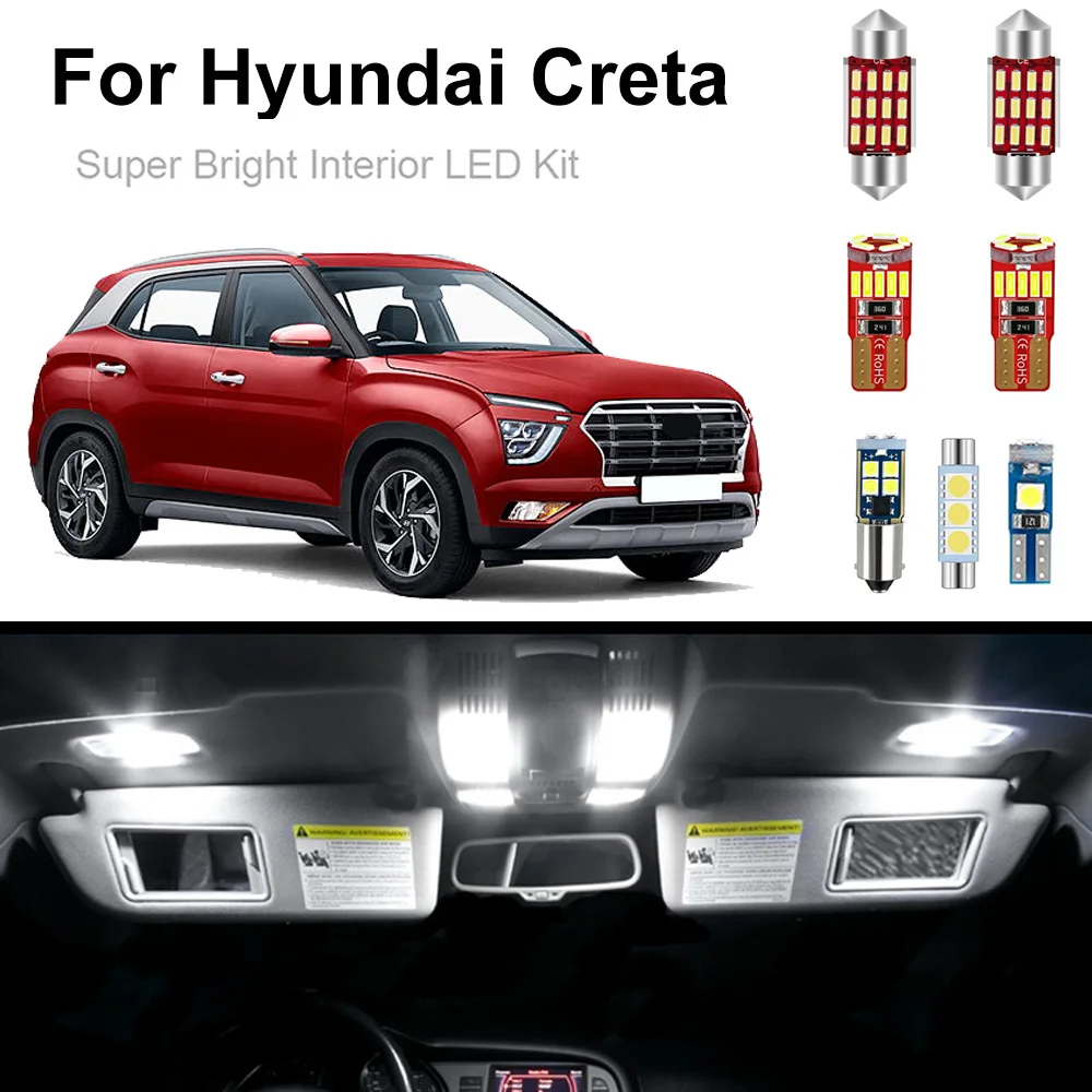 

11Pc Car Led Interior Light Kit For Hyundai Creta 2015 2016 2017 2018 2019 2020 Dome Map License Plate Light Canbus