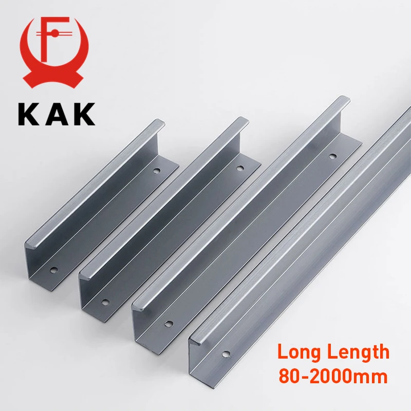 KAK Pearl Gray Hidden Cabinet Handles Kitchen Cupboard Door Pulls Long Furniture Handles Drawer Knobs Aluminum Alloy Hardware