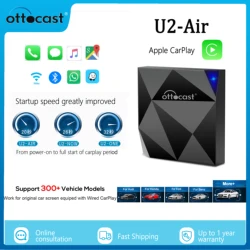 OTTOCAST-adaptador inalámbrico para CarPlay U2 Air, activador de Dongle, Bluetooth, USB, reproductor multimedia para Audi, Toyota y Volkswagen