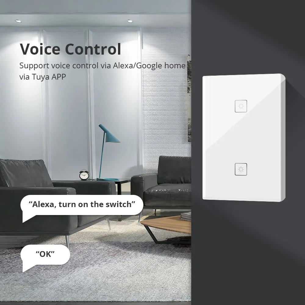 Zigbee-interruptor de parede, uma gang, funciona com alexa, google home, via zemismart, hub smarthings, bridge, aplicativo para celular, controle de voz