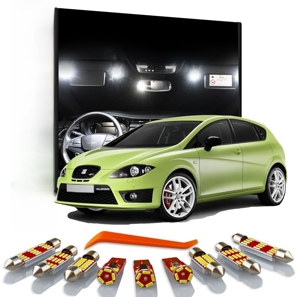MDNG 13Pcs LED Wewnętrzne oświetlenie drzwi do czytania mapy do Seat Leon 2 MK2 1P 2006 2007 2008 2009 2010 2011 2012 Lampa przeciwsłoneczna — 2