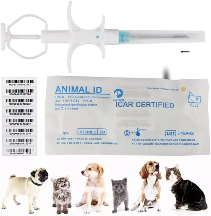 10Pcs 1.4x8mm Mini Microchip RFID Animal Tag Transponder Pet ID Syringe FDX-B