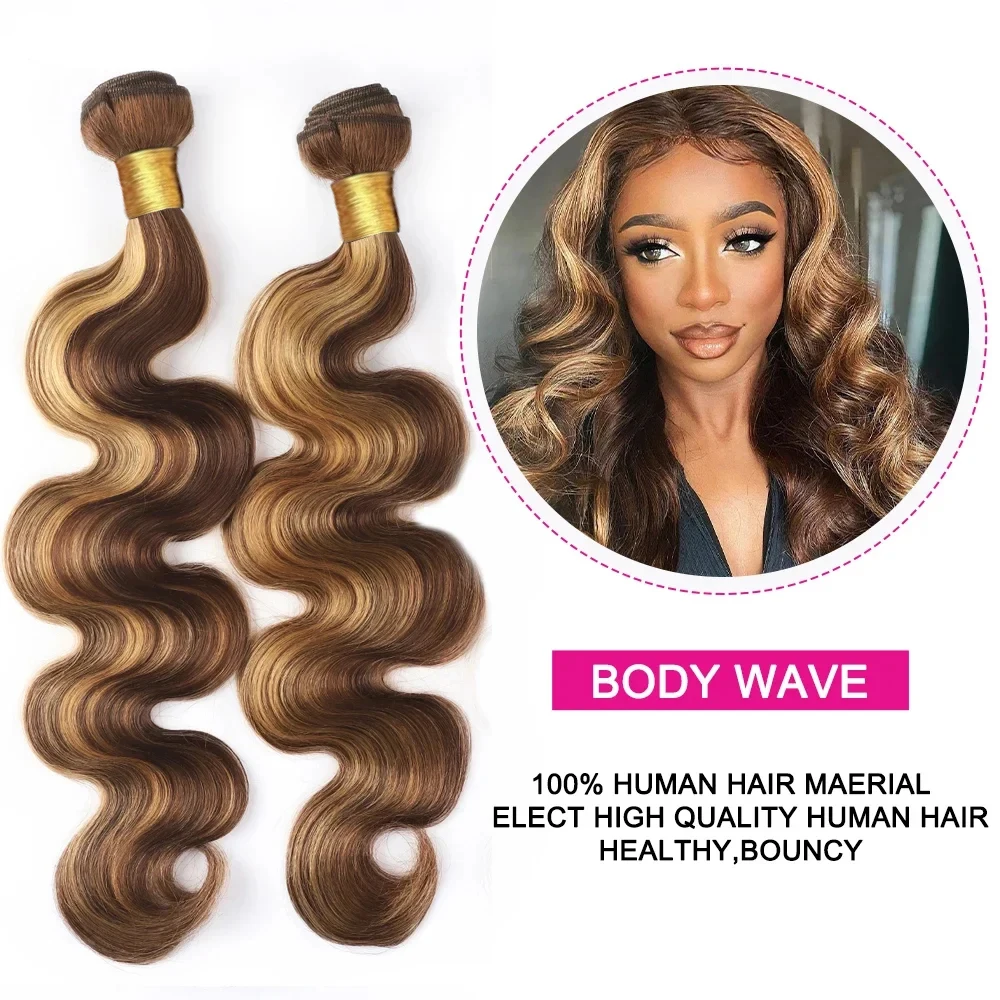 Extensiones de cabello humano con reflejos degradados, mechones de cabello 100% humano ondulado con Frontal de 13x4, Tissage, 13x4