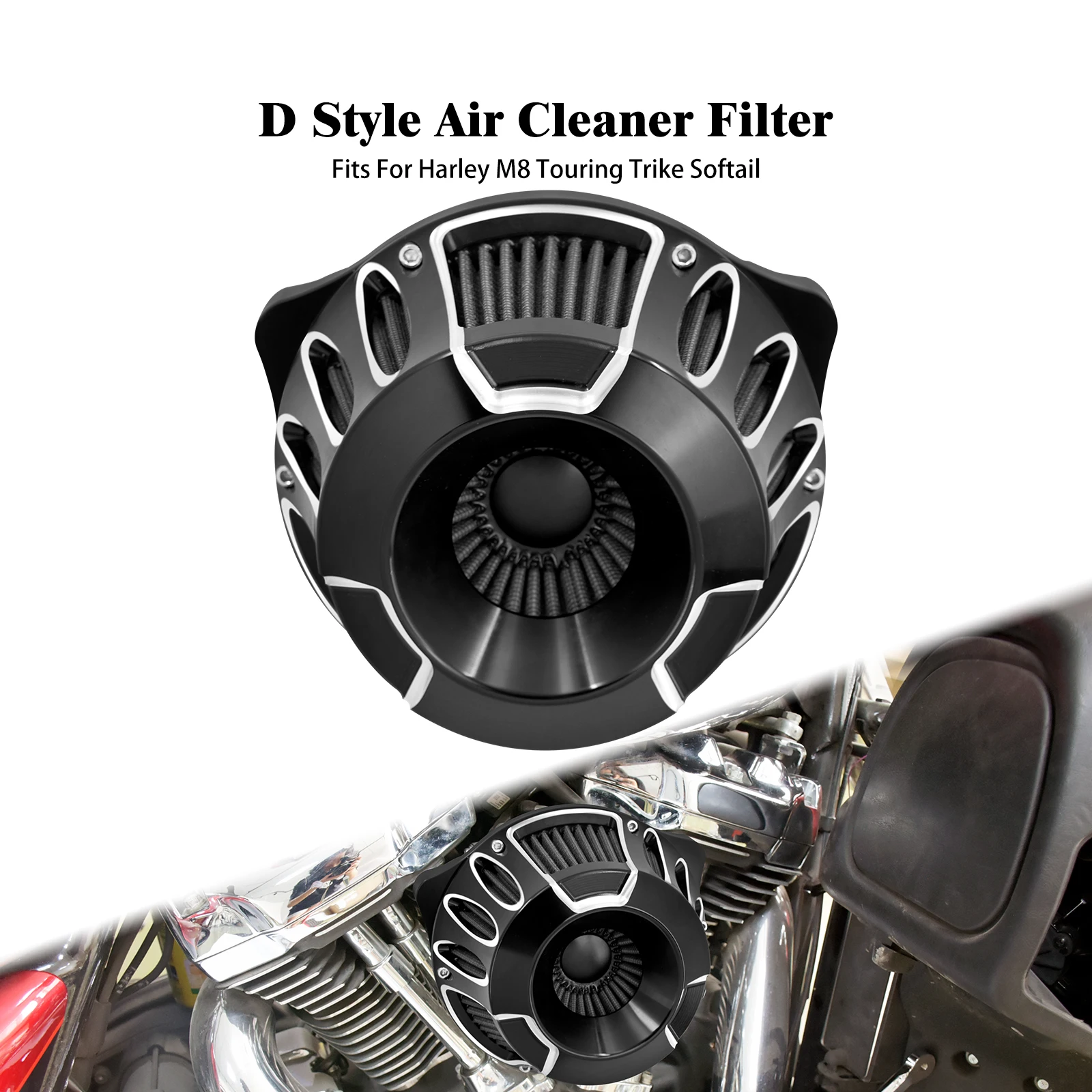 

Motorcycle Black Inverted Air Cleaner Filter Fit For Harley M8 Touring Street Road Glide 2017-2023 M8 Softail 2018-2024