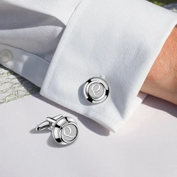 Hawson Klassiek Metalen Heren Manchetknopen Met Initiële A-Z, Klassieke 26 Letters Manchetknopen Voor Heren Zakelijke Trouwshirts
