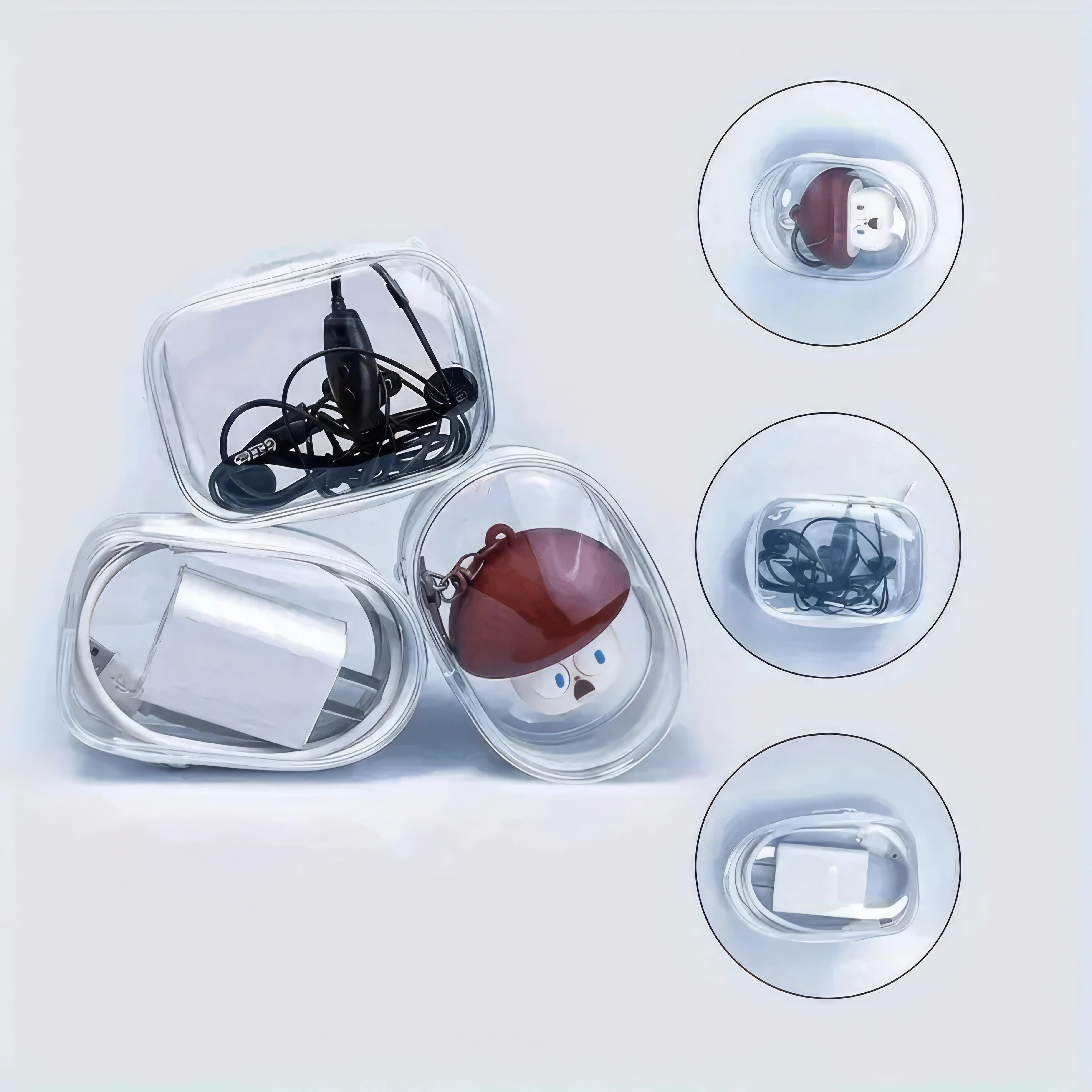 1 Portable Transparent Charger Storage Bag, Saving Space, Charger Storage Bag, Suitable for Travel and Outings