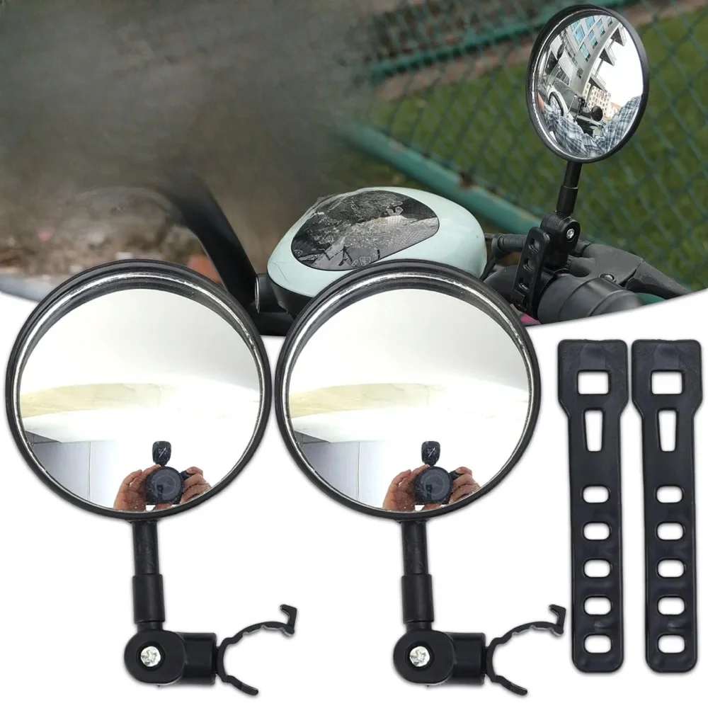 AliExpress Motorcycle Side Mirrors with Adjustable Extended Strap Universal E-Bike Bicycle Wide-Angle Convex Mirror Glass Blind Spot Mirror