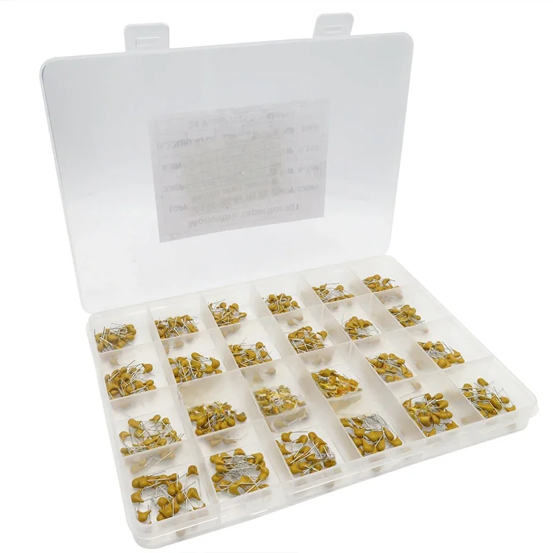 24 wartości * 20 sztuk = 480 sztuk monolityczny kondensator ceramiczny 10pF ~ 10uF, zestaw różnych kondensatorów ceramicznych + pudełko — zdjęcie 2