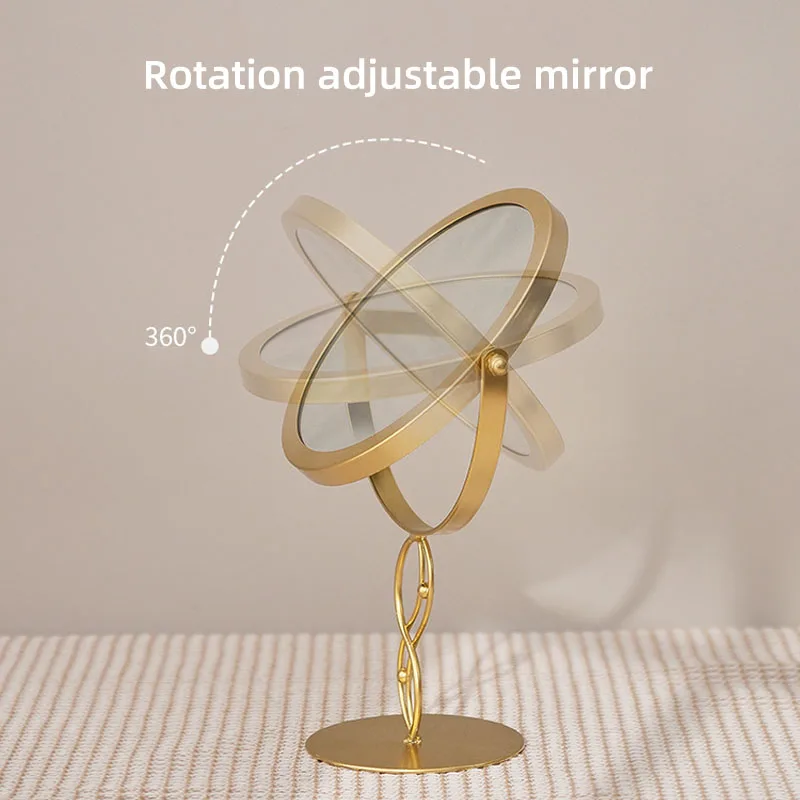 Luz de luxo casa pé espelho rotativo estudante dormitório espelho maquiagem quarto desktop vestir espelho beleza