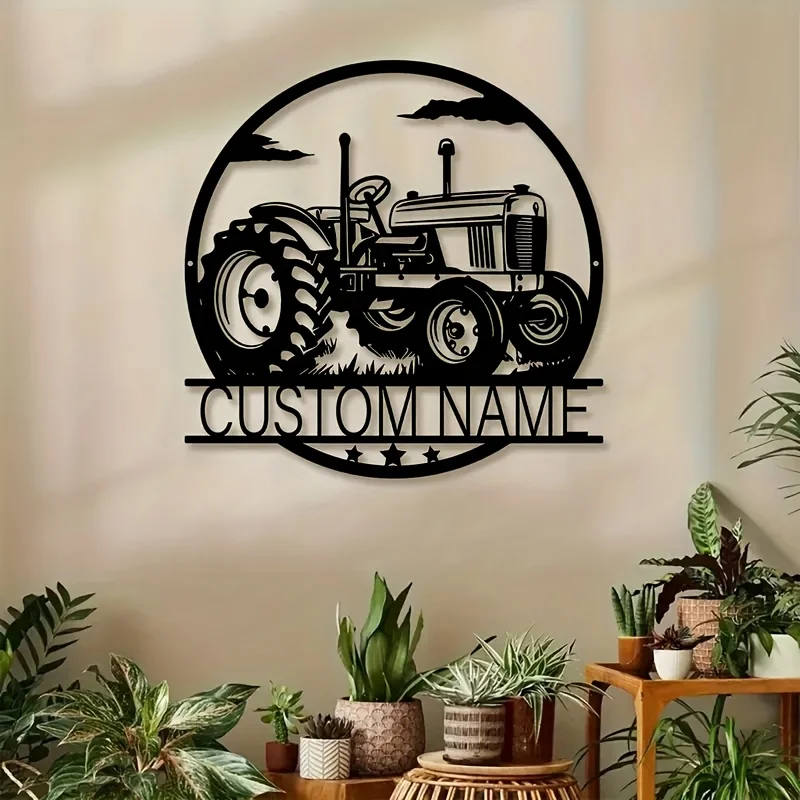 Custom Name Tractor Wall Art Signs, Farmhouse Wall Decor, Metal Tractor Art, Ideal Presents for Porch/Patio Wall Art Decorations image 3