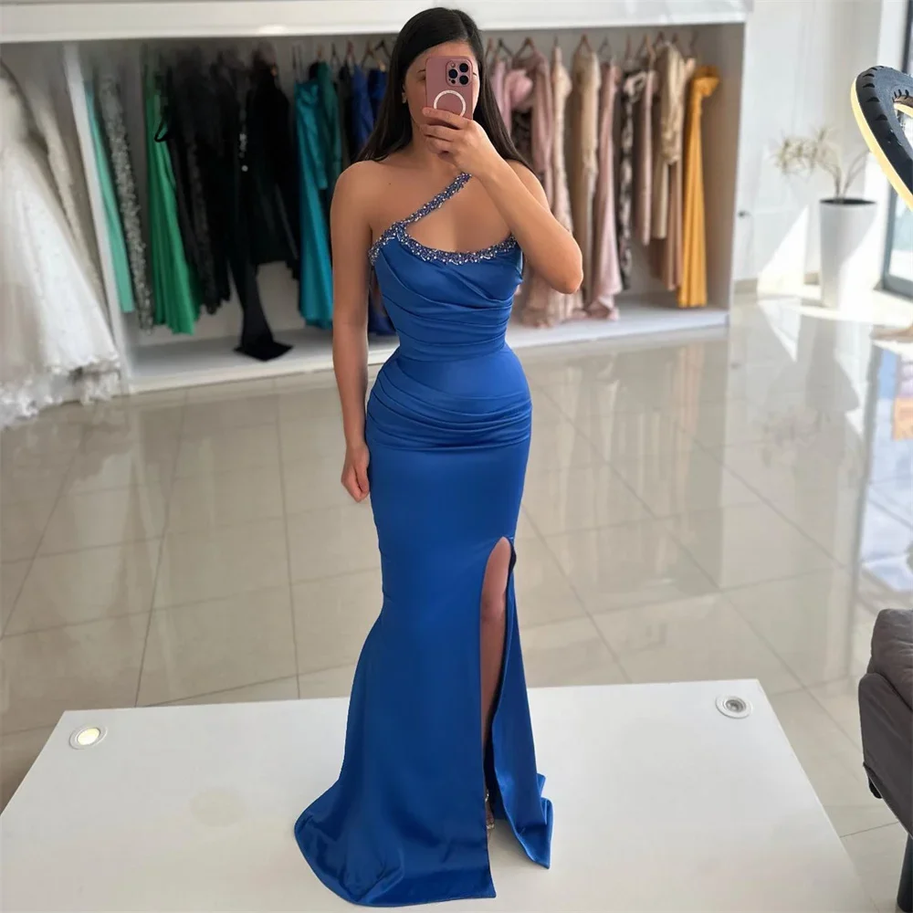 Lilie staubig blau besonderen Anlass Kleid Meerjungfrau Abendkleid mit hoher Seite geteilt eine