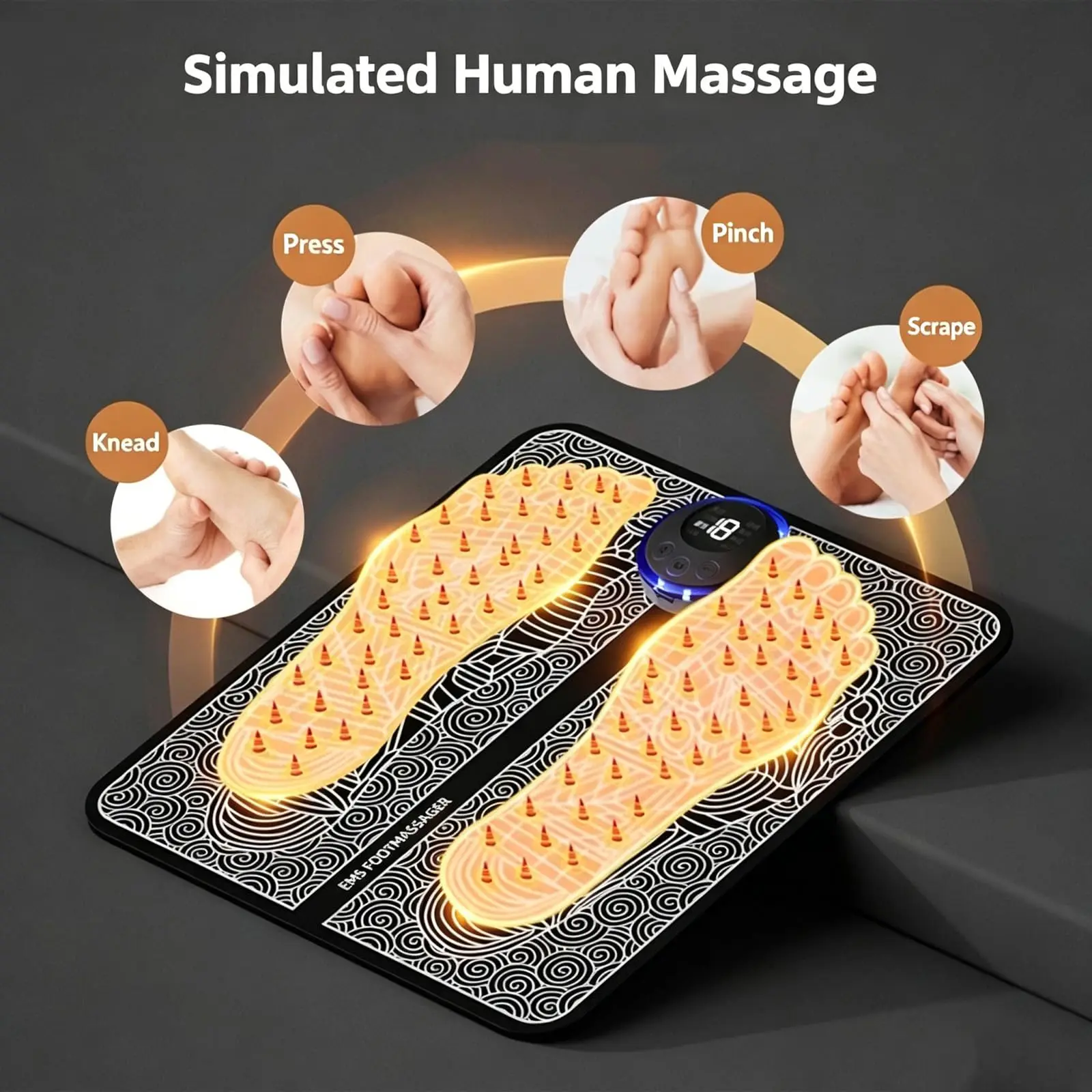 Transcutaneous Electrical Nerve Stimulator for Pain Relief,EMS Foot Stimulator Temporarily Reduce Lower Extremity Pain, EMS Foot Massager for Increase Local Blood Circulation