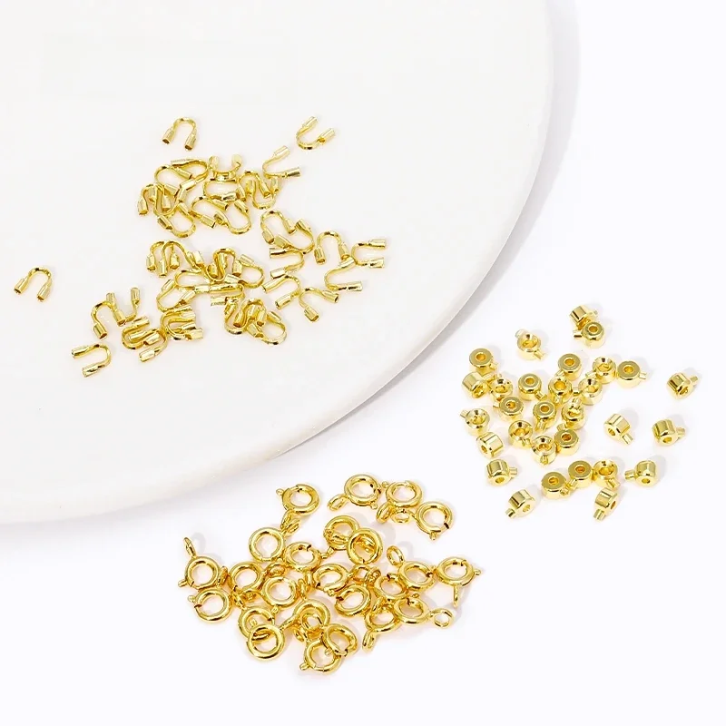 14K/18K pozłacany ochraniacz na biżuterię, koraliki zaciskane, zapięcia do biżuterii złącza do biżuterii, akcesoria do bransoletek DIY — zdjęcie 2