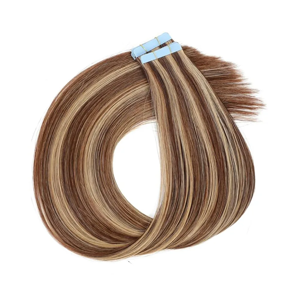 10pcs/ lot 24inches Tape In Bio Synthetic Hair Extensions Heat Resistant Fiber Straight Seamless PU Skin Weft Tape Ins For Women