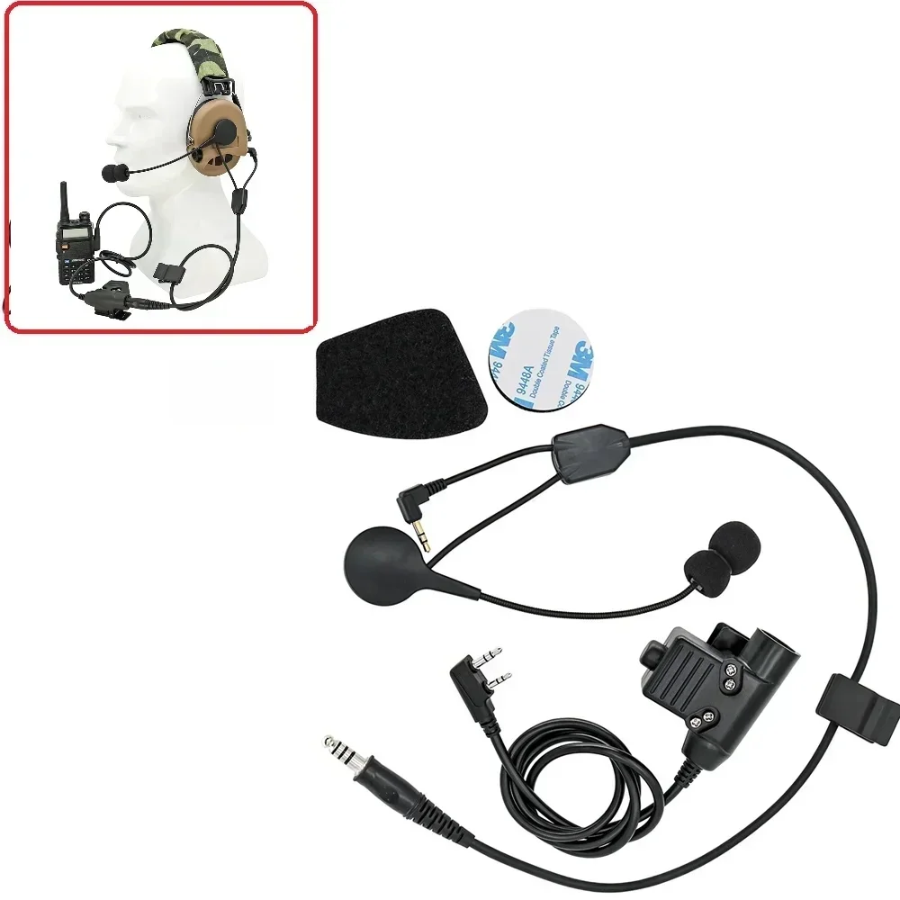 NONE Kit de casque tactique câble Y avec Microphone et adaptateur PTT U94 Compatible avec le casque Sordin Supreme Pro Ipsc Version 3