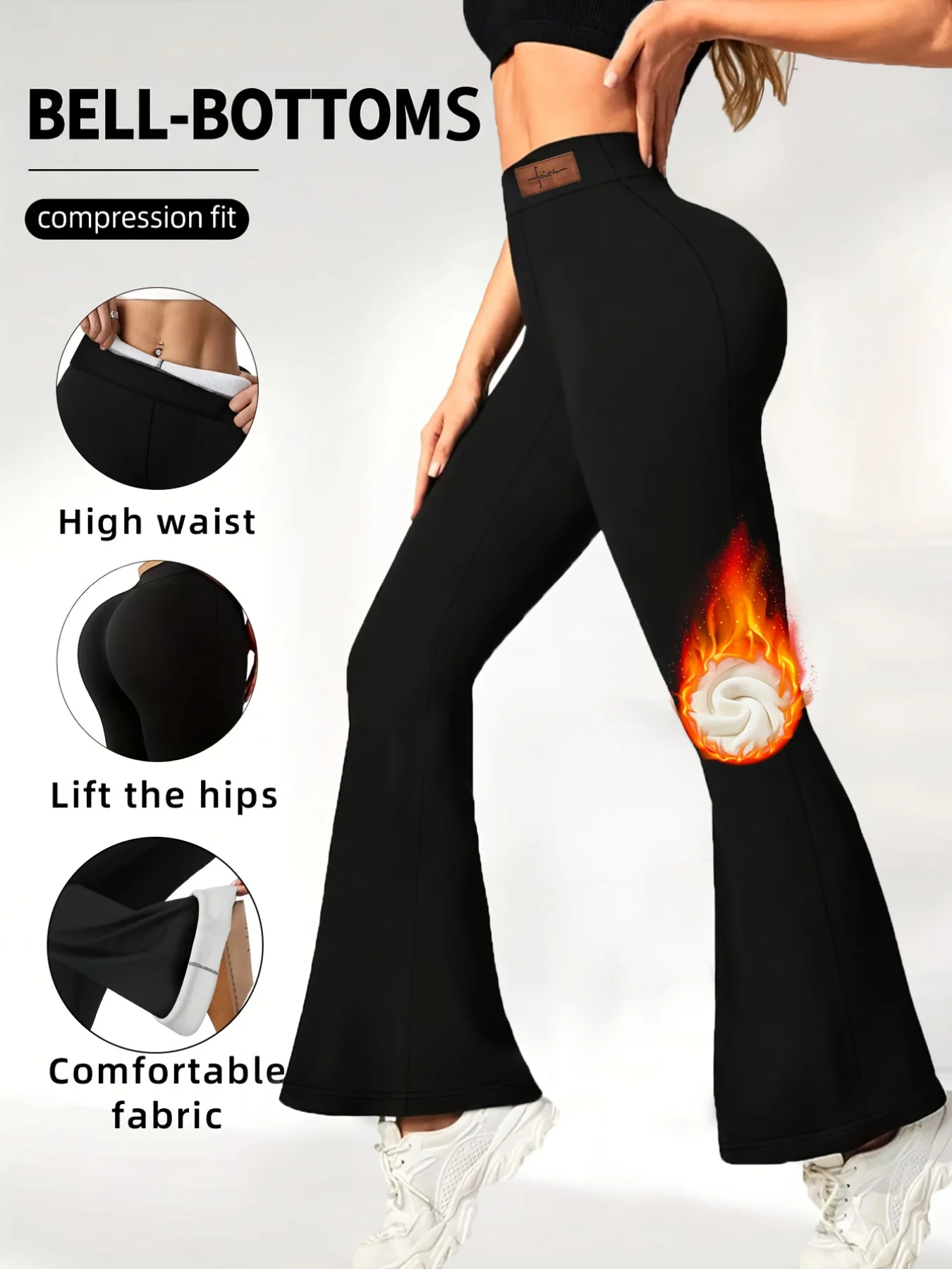

Women's Winter Bell Bottom Pants,Keep Warm Casual High Waisted Women's Pants, And Yoga Pants For Slimming And Lifting Hips