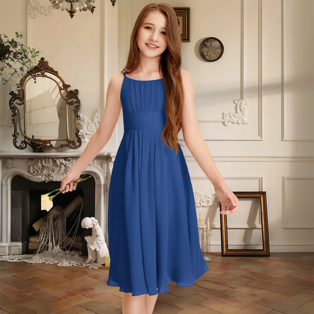 

Elegant Chiffon Junior Bridesmaid Dress With Scoop Neckline For Flower Girl Dress Girls Party Dresses Wedding Formal Dress