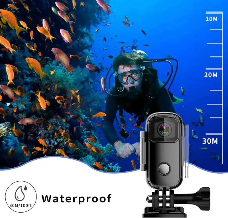 كاميرا SJCAM C100+ Mini Thumb Action 1080P 4K مقاومة للماء يمكن ارتداؤها على الجيب مع حبل مغناطيسي للخارجية #4