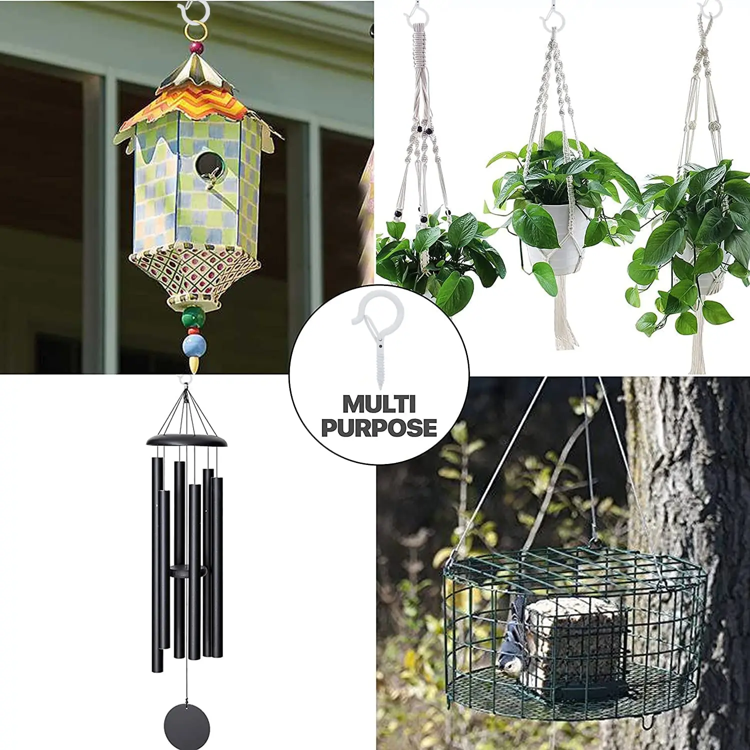 

50 Christmas Light Hooks, Heavy Duty, Safety Buckle Design, Plants, Outdoor Screw Hooks, Easy Release Wing Nut Driver Included