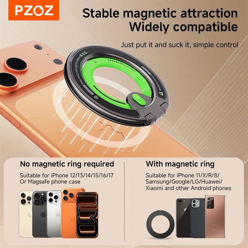 Magnetyczny uchwyt pierścieniowy PZOZ do iPhone Xiaomi Vivo OnePlus Samsung Galaxy, uchwyt na palec do telefonu, składana podstawka, obrotowa pętla. — zdjęcie produktu 5