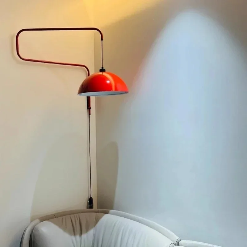 Vintage rode metalen wandlamp lange arm voor foyer slaapkamer leeslampen met E27 lamp nieuwe stijl verlichting blaker woondecoratie - afbeelding 2