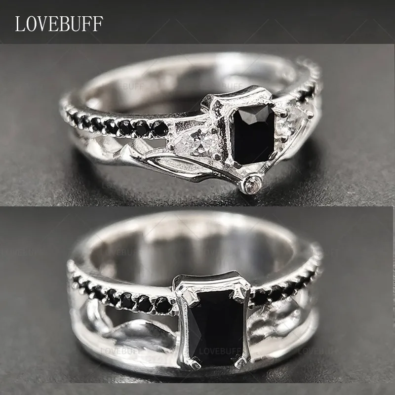 LOVEBUFF Love and Deepspace Sylus Ring Inspired Silver Closed Wedding Bands