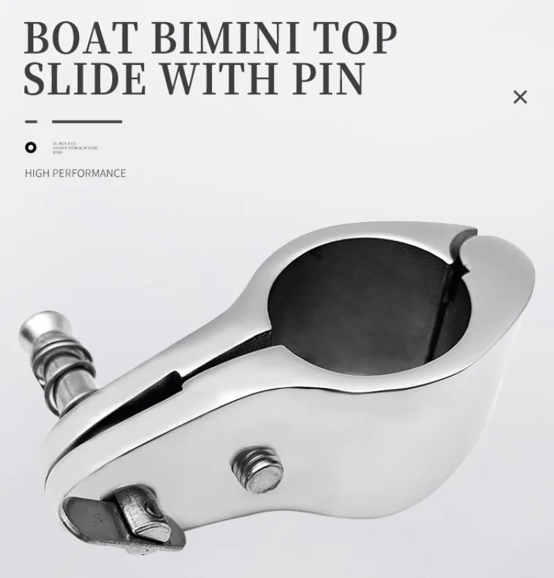 Stal nierdzewna 316 Boat Bimini Top Hinged Jaw Slide Clamp Fitting WIth Pin 22MM 25MM 30MM 32MM Marine Hardware Yacht Tube Rail