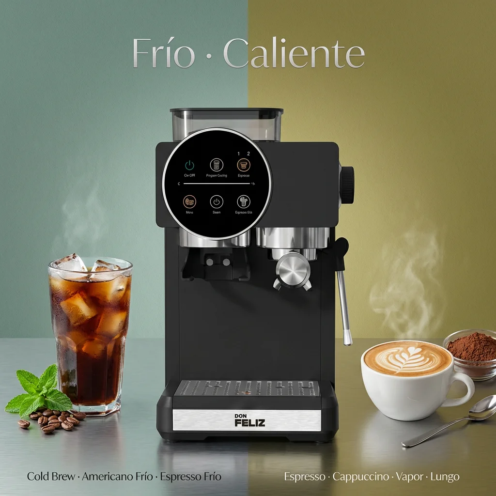 Máquina de Café Espresso Profesional con Molinillo Integrado, 20 Bares, 1350W, Cafetera con Espumador de Leche para… — oferta en AliExpress