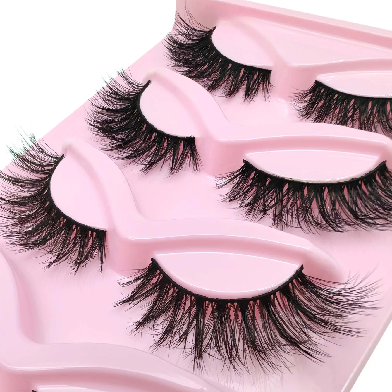 5 paia Ciglia Cat Eye Ciglia finte naturali 3D Soffici morbide incrociate Ciglia a fascia trasparente Ciglia Manga Trucco ciglia sottili