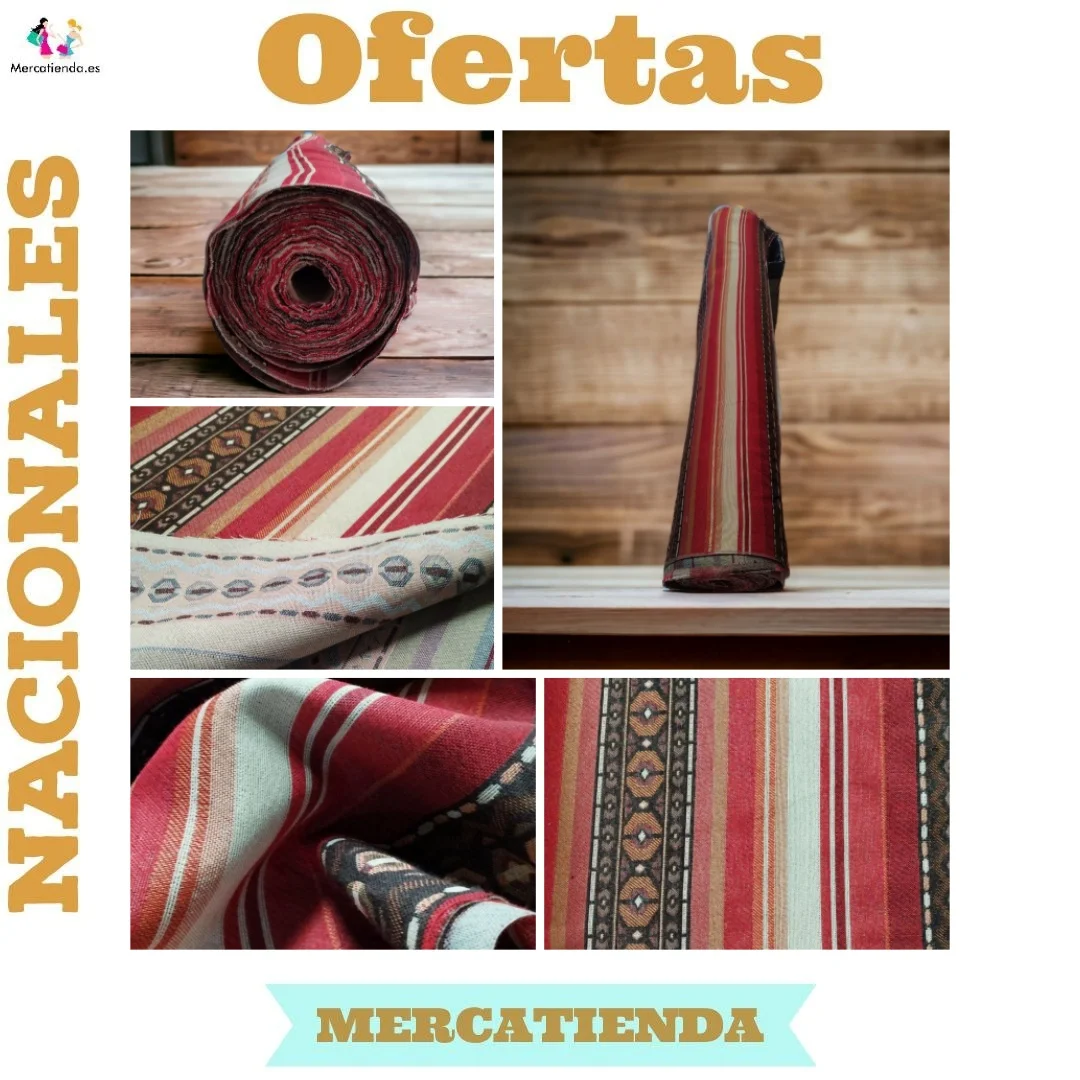 Curtains by meters. Jacquard weave Alpujarra-permanent drawing-mixed red stripes-high 280cm, customizable width