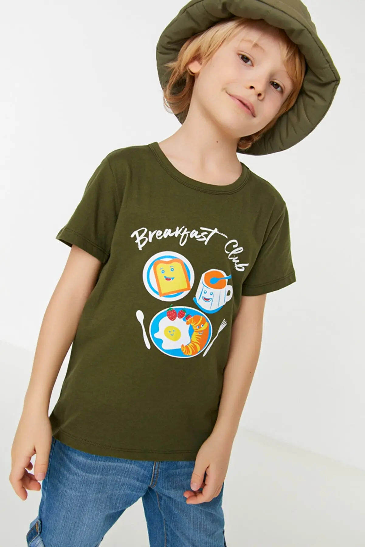 

Haki Baskılı Bisiklet Yaka Erkek Çocuk Örme T-Shirt