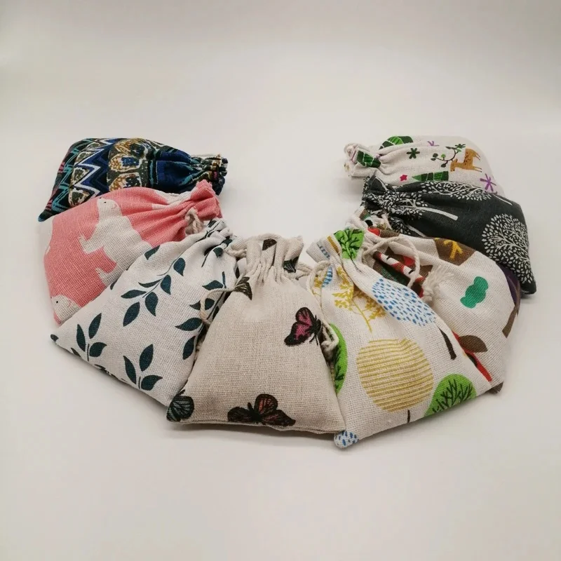 20 sztuk tkaniny torba z juty worek torba bawełniana sznurek worek jutowy woreczki na biżuterię etui małe torby na biżuterię do prezentowania, przechowywania biżuterii, zegarków prezent torba — zdjęcie 2