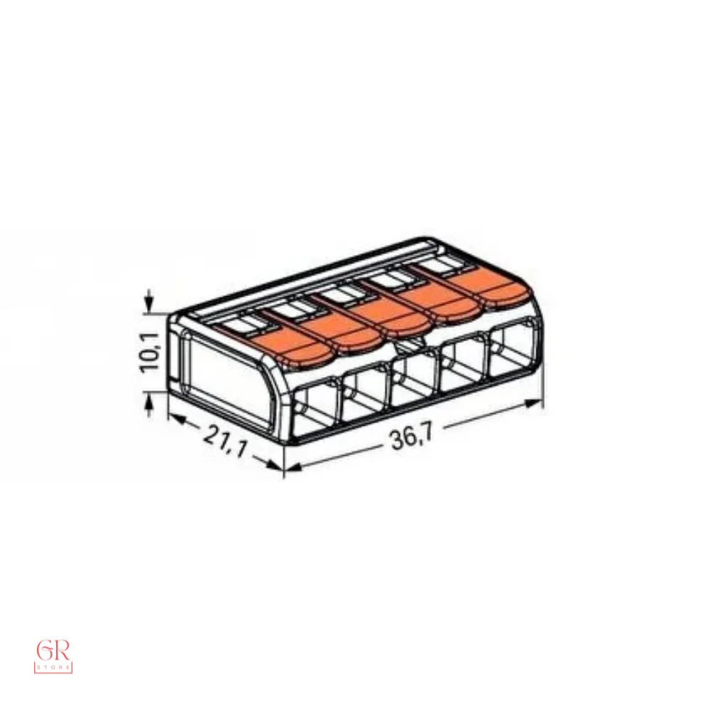 Wago 221-615 5 Pins, Junction Box and Multi-Purpose Terminal Blocks 6 MM (10 pcs.)