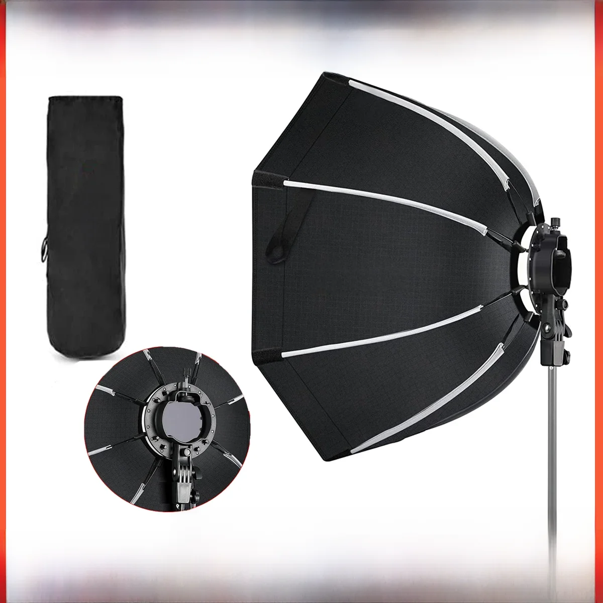 TRIOPO 55cm 65cm 90cm 120cm składany ośmiokątny Softbox uchwyt do statywu dla Godox V860III V1 AD200Pro Yongnuo Speedlite lampa błyskowa — zdjęcie produktu 7