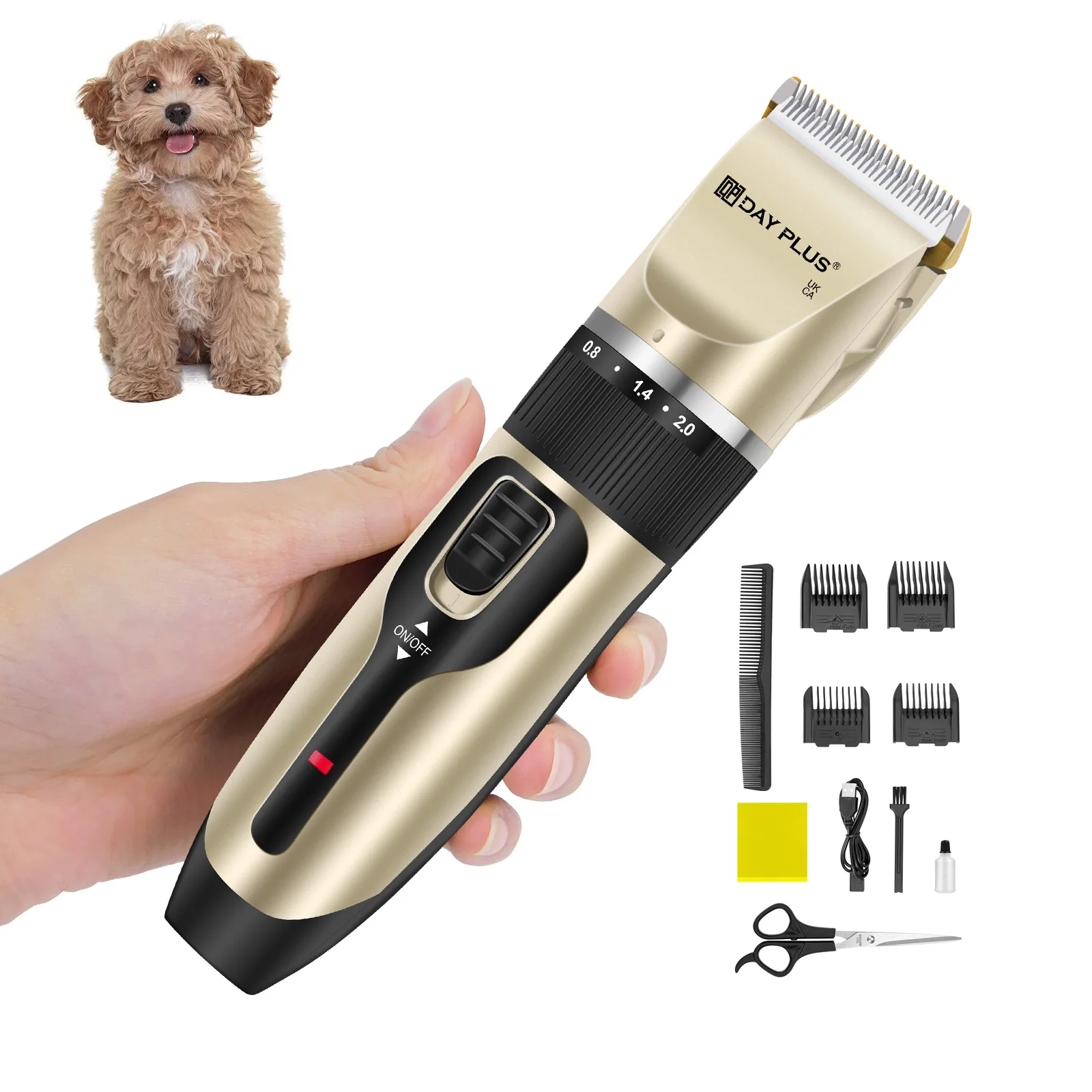 Elektrische Tierhaarschneidemaschine, Pflegeset für Hunde, wiederaufladbarer Trimmer, Haarschnitt, Tier-/Katzen-/Kaninchenhaarentferner, professionelles Maschinenset