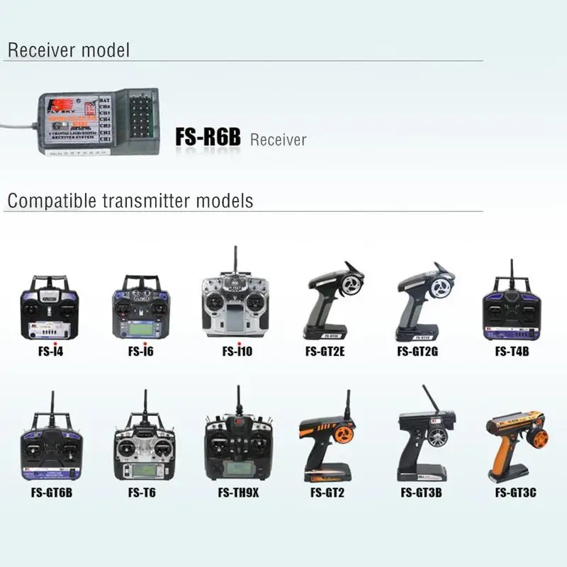 FlySky FS-R6B 2.4Ghz 6CH Receiver Receptor Failsafe for FS CT6B FS-T6 FS-TH9X i6 i10 Radio Transmitter Remote Control