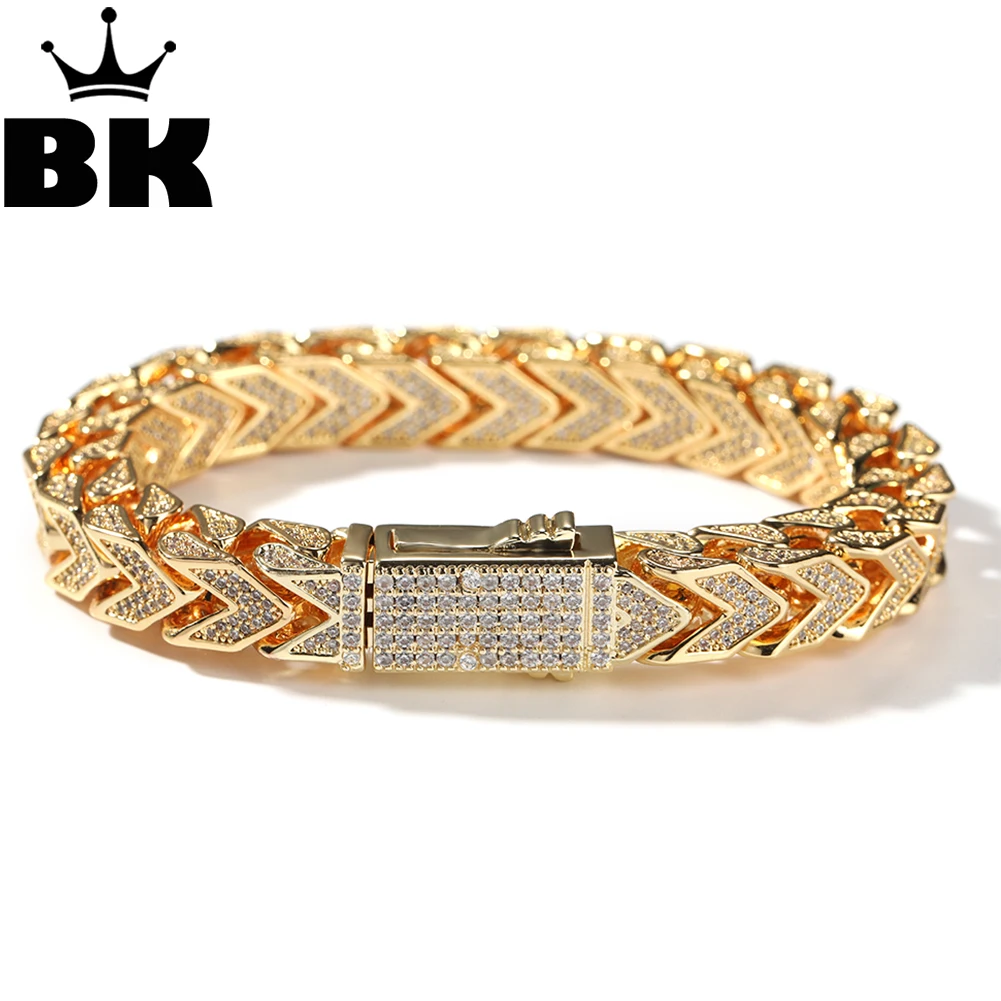 

THE BLING KING 9mm Thick Franco Chain Bracelet For Men AAA+ CZ Iced Out Special Design Heavy Cuban Link Necklace Hip Hop Jewelry