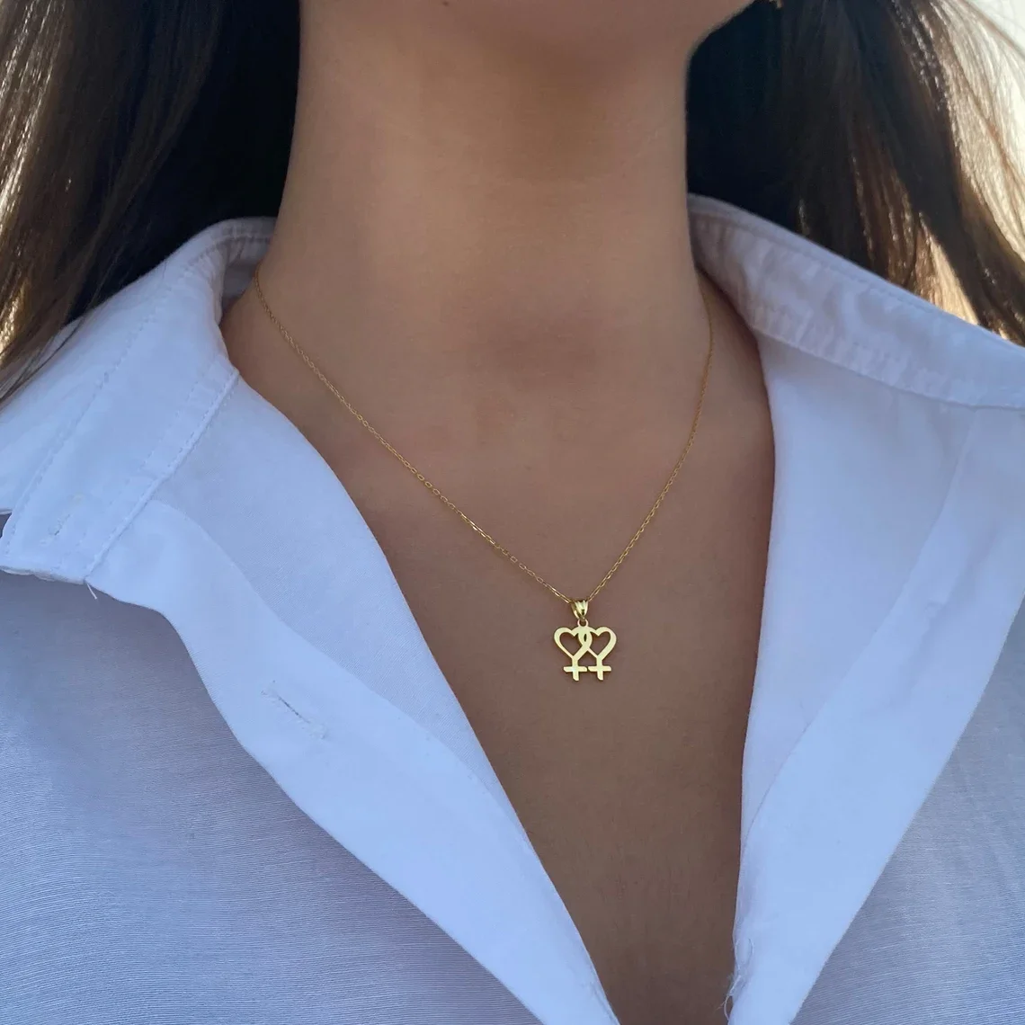 Venus Symbol Charm Female Lesbian LGBT Necklace Women Pendant LES Gold Silver Color Stainless Steel Wedding Jewelry