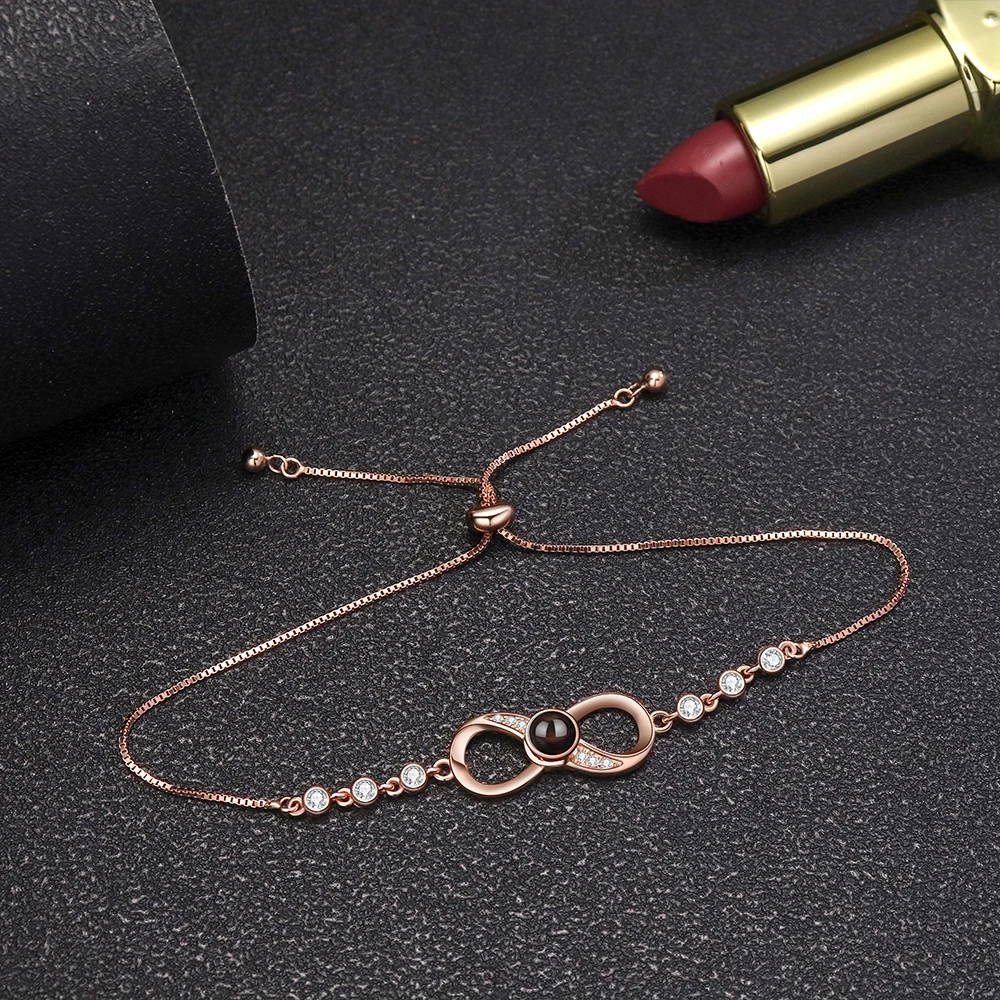 سوار صور مخصص مع صورة من الداخل ، S925 الفضة ، صورة شخصية الإسقاط ، سوار الذاكرة ، سوار مخصص