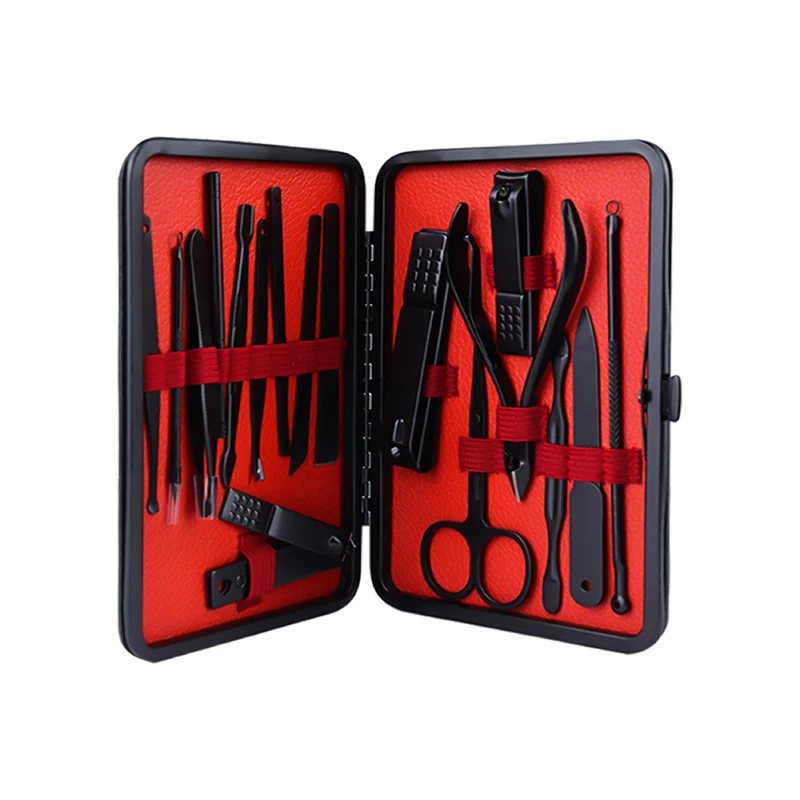 Mujgan Black 17 Piece Manicure Set with Leather Bag