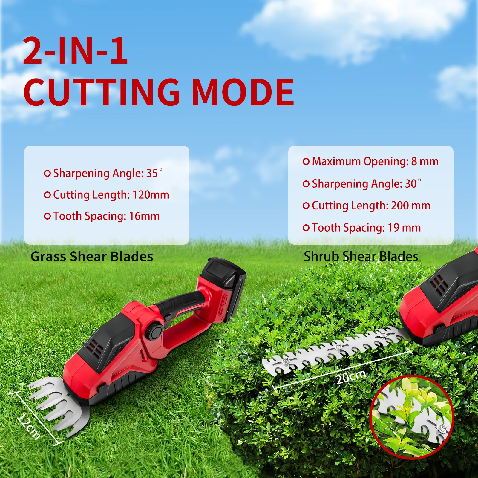 2 IN 1 Cordless Hedge Trimmer for Milwaukee 18V Battery Handheld Household Shrub Weeding Pruning Mower Garden Tools (No Battery)